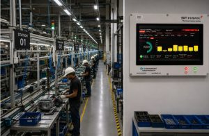 Multi-station assembly line with real-time cycle time dashboard